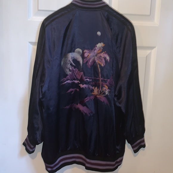 Auth Coach embroidered landscape oversized Souvenir varsity luxe bomber jacket - Picture 12 of 12